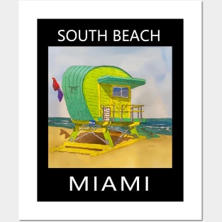 South Beach Lifeguard Tower in Miami Florida - Welshdesigns Posters and Art